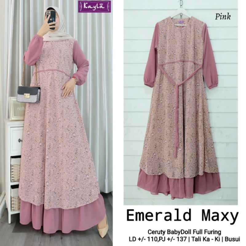 Emerald Maxy by Kayla // Maxy ceruty babydoll printing Gamis Wanita Muslim Terbaru Busui Kekinian Fu