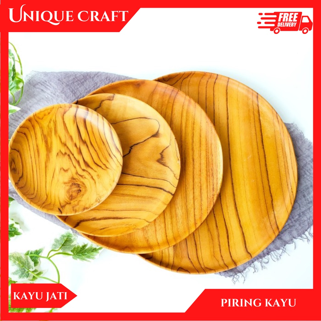 Piring Kayu Jati Asli Nampan Kayu Jati Unik Properti Foto Produk Aesthetic