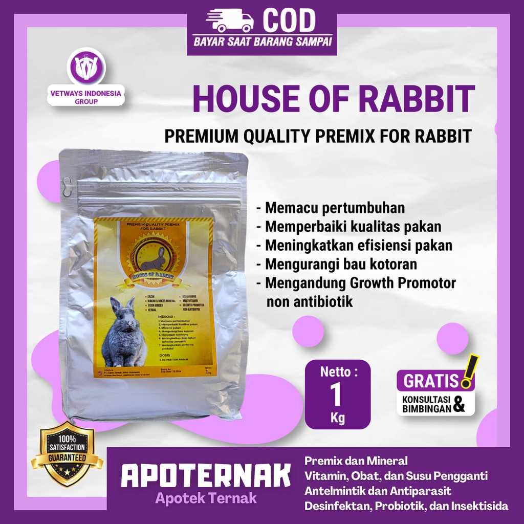 Premix dan Suplemen Khusus Kelinci | HOUSE OF RABBIT | Apoternak