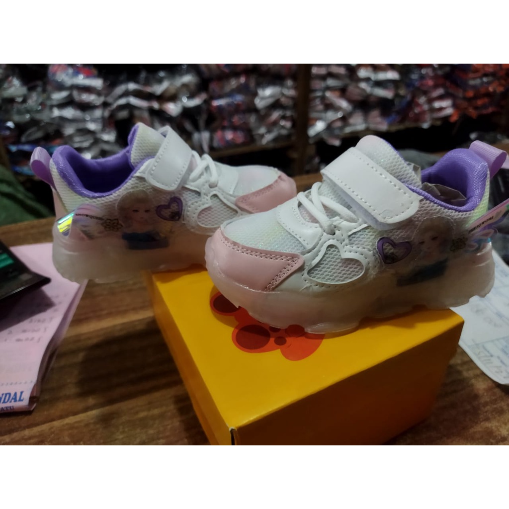 Sepatu Sneaker Anak Perempuan Motif Princess  Import Youth Balance J2215-1 (21-30) Sepatu LED Terbaru