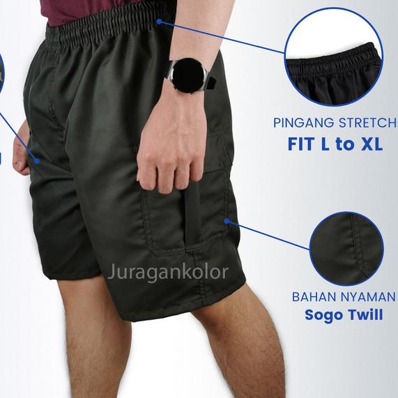 Celana Pendek Pria Polos Kantong Tutup Samping