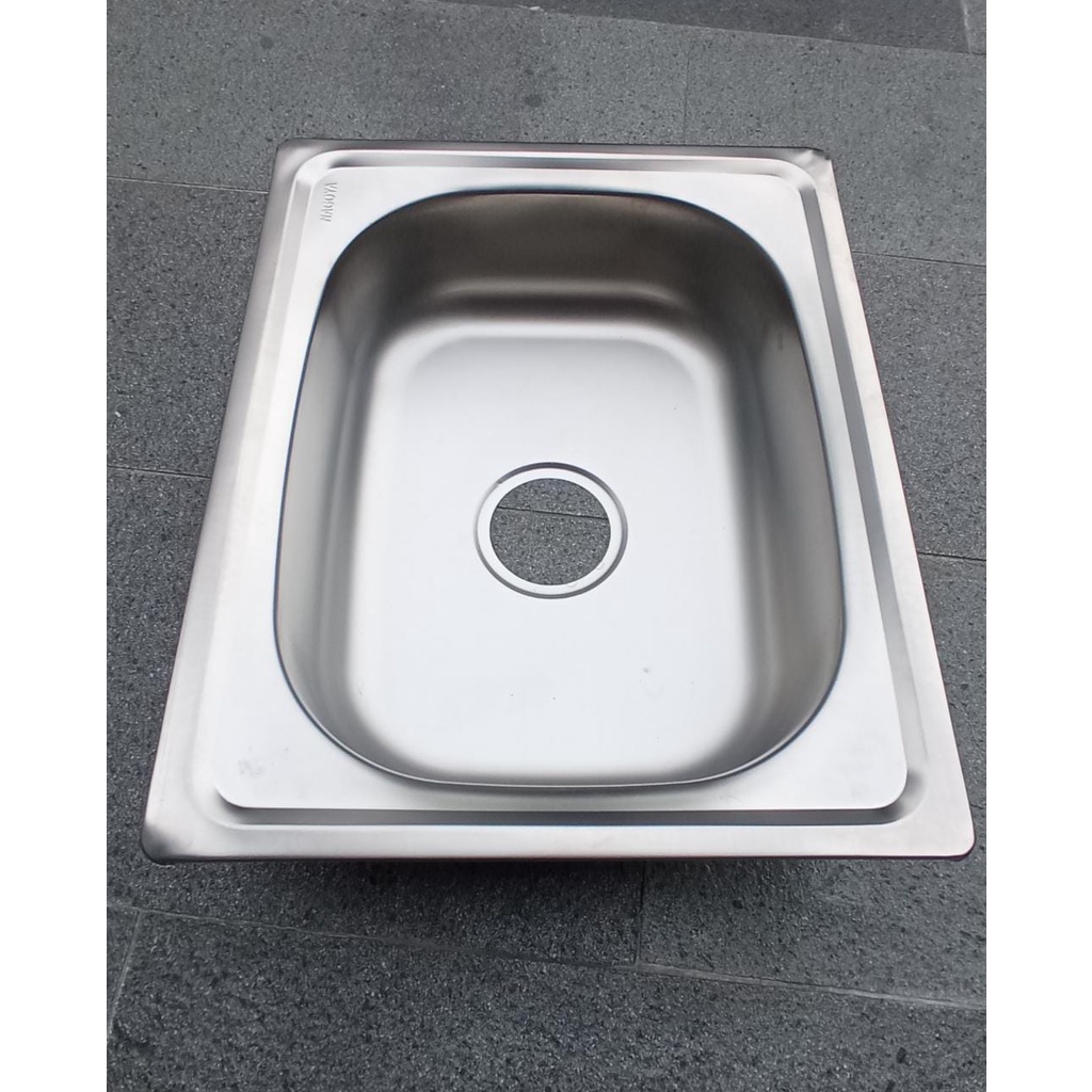 BAK CUCI PIRING SINGLE 1 LUBANG 50x40CM [KHUSUS KURIR INSTANT/SAMEDAY] / WASTAFEL STAINLESS 1 LUBANG / KITCHEN SINK PORTABLE / TEMPAT CUCI TANGAN / WASTAFEL SINK / WASTAFEL CUCI PIRING / GRATIS AFUR
