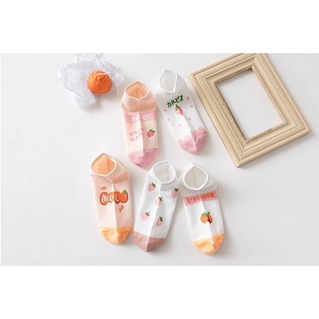 UG KS72 Kaos Kaki Wanita Motif Buah Strawberry Kaoskaki Kotak Fashion Korea Women Sock Import