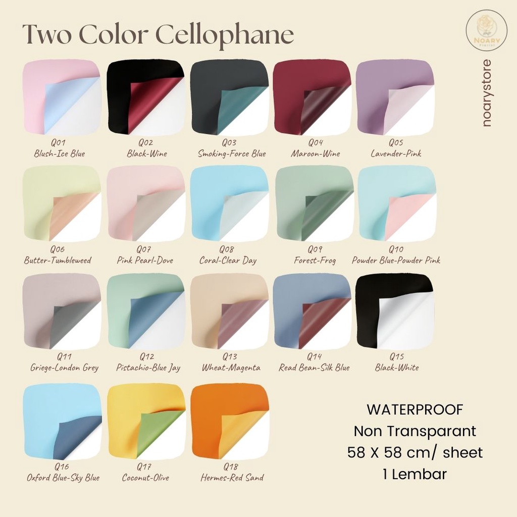 Two Color Cellophane Kertas Bunga Wrapping Cellophane Paperwrap Buket Bunga Bungkusan Bunga / Flower Wrapping / Cellophane / Wrap / Kertas Bunga / Kertas Kado / Flower Paper / Kertas Grosir / Kertas Import / Kertas Cellophane / Florist / Buket Bunga / Flo