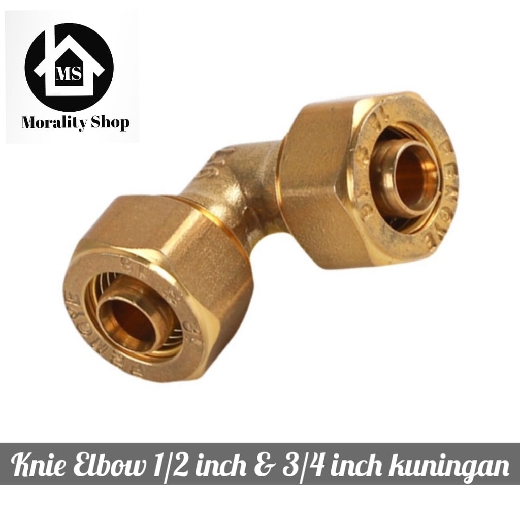 Knie Elbow sambung pipa Kuningan 1/2&quot; 3/4&quot; KPP - Knie Water Heater pipe fitting elbow Brass