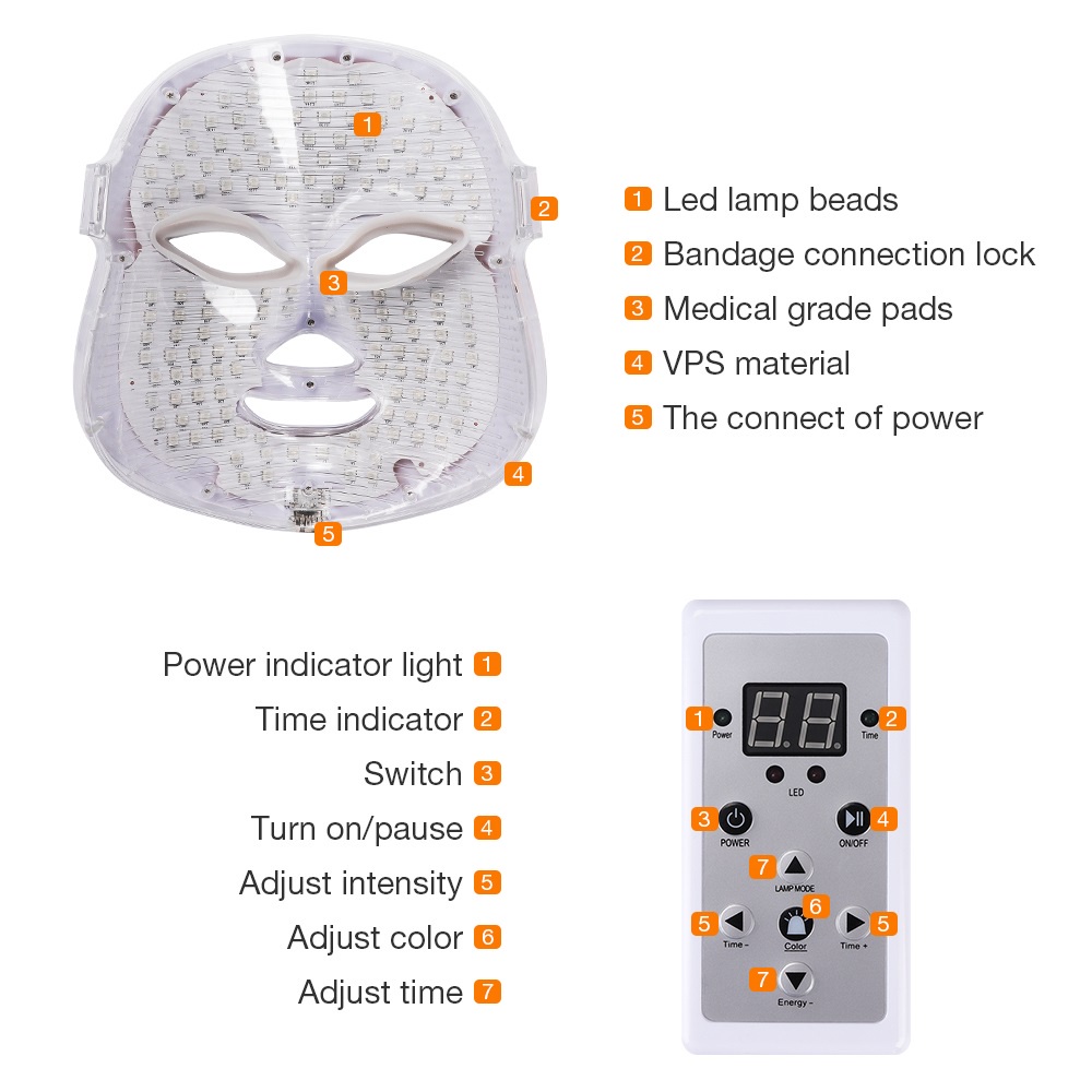 【1-3 Days Delivery】Foreverlily 7 Led Facial Mask Masker LED PDT LIGHT 7IN1 LED MASK Masker Light 7 Warna Led Mask Photon Therapy Alat Perawatan Wajah Penggunaan Pengisian Daya 7 Colors Led Masker Wajah