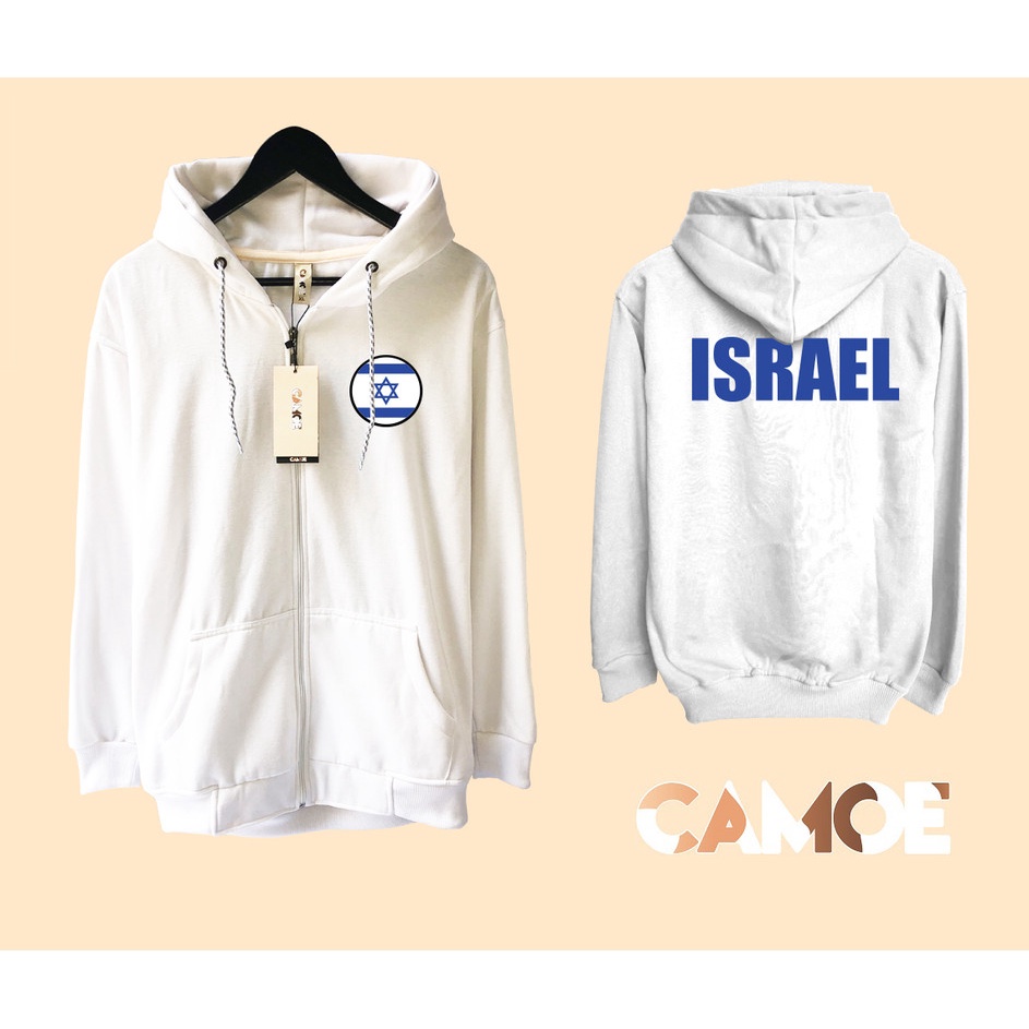 Jaket Hoodie Zipper CAMOE Israel Flag Bendera Israel