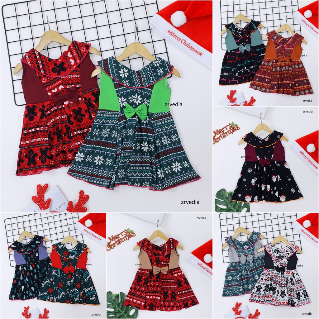 SPESIAL NATAL - Koleksi Christmas Anak Perempuan usia Bayi - 6 Tahun Dress Baju Celana Harian Pesta Murah