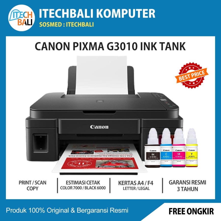 Canon Pixma G3010 Wireless Print Scan Copy + Wifi Printer | ITECHBALI