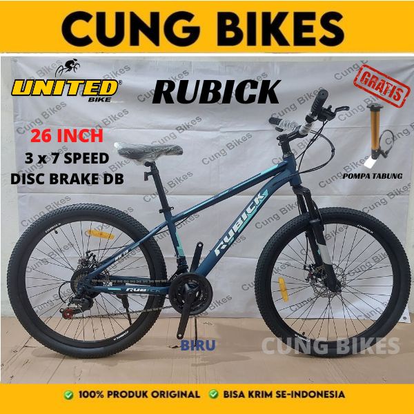 Sepeda Gunung MTB 20 24 26 Inch Rubick RS-13 3x7 speed double disc brake by United bike