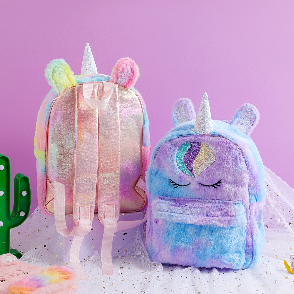 Ransel Tas Unicorn Bulu Fluffy TU083 sekolah tk sd paud anak perempuan backpack