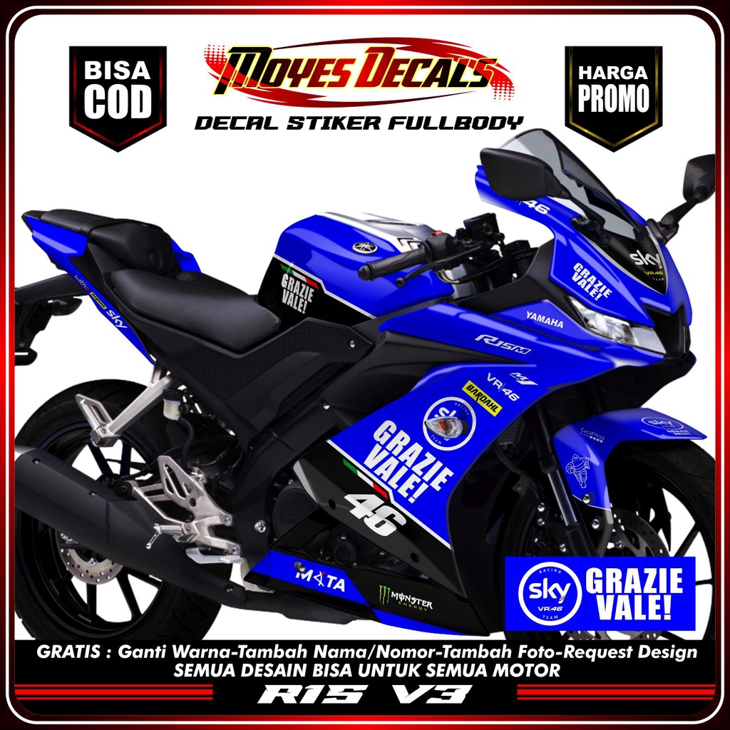 Decal All New R15 V4  Full body List Kit Decal Motor R15 v4 Full body Decal Sticker Yamaha r15 v4 Fu