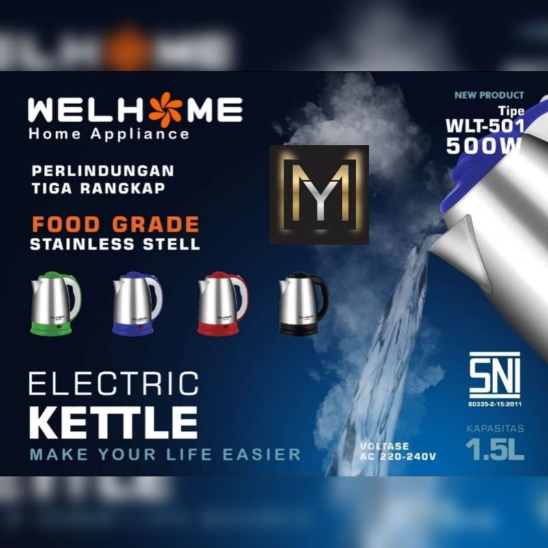 WELHOME Electric Kettle WLT-501 Teko Listrik Welhome WLT 501 Garansi resmi