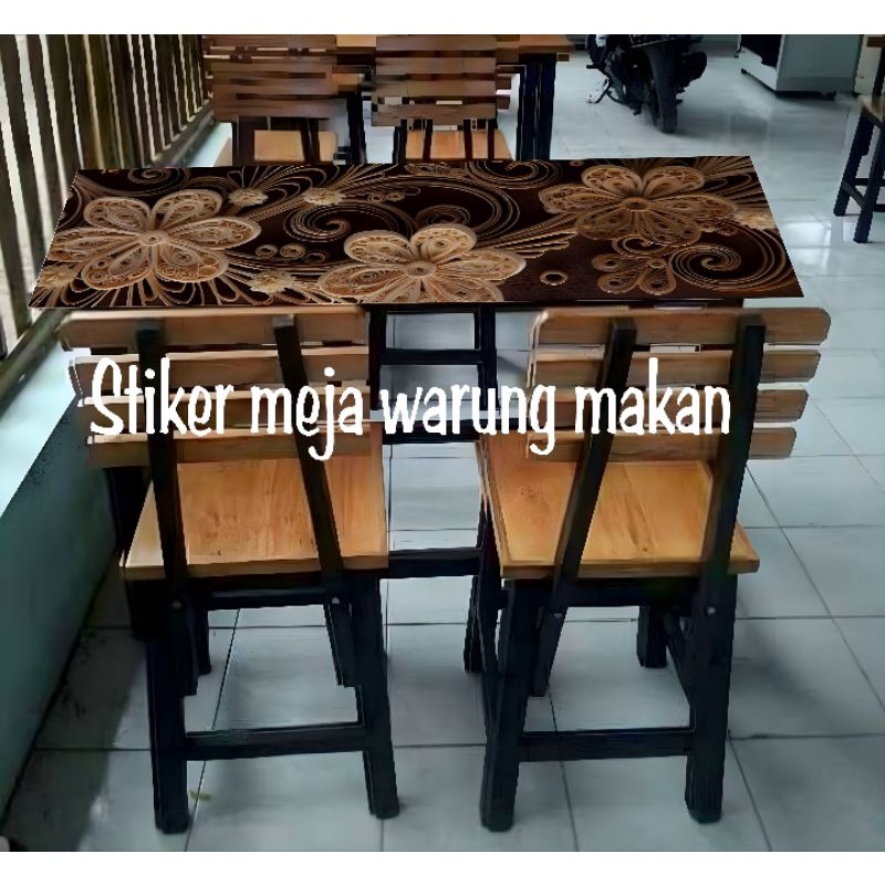 STIKER MEJA WARUNG MAKAN MOTIF BUNGA