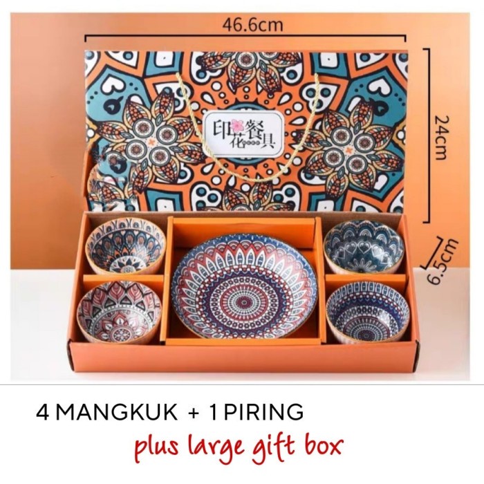 

(COD) Kado Nikah | Wedding Gift Hampers | Kado Mangkok Piring Set Premium - 4 Bowl 1 Piring