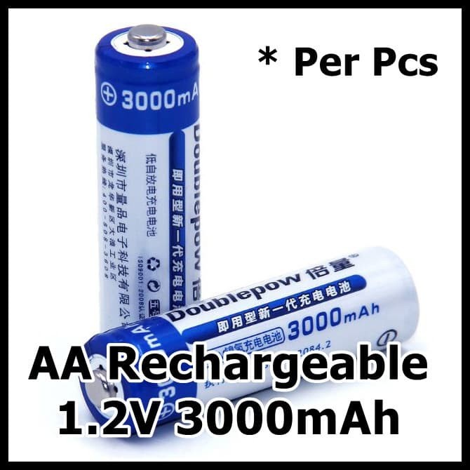 DOUBLEPOW Baterai Cas Ni-MH AA Rechargeable 1.2V 3000mAh 1 PCS