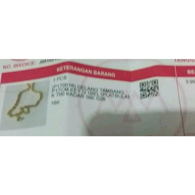 Gelang Emas 3.20 gram kadar 700