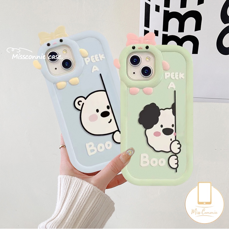 Realme C33 9i 8i 9Pro+7i C35 C12 9c25 C15 C31 C21Y C21 C25Y C20A C30 C25s C3 C17 8 7 8Pro 5i 6i 5 5s C11 C20 C2 3D Bow-knot Monster Lucu Peek a Boo Bear Sarung Couple Lembut Puppy