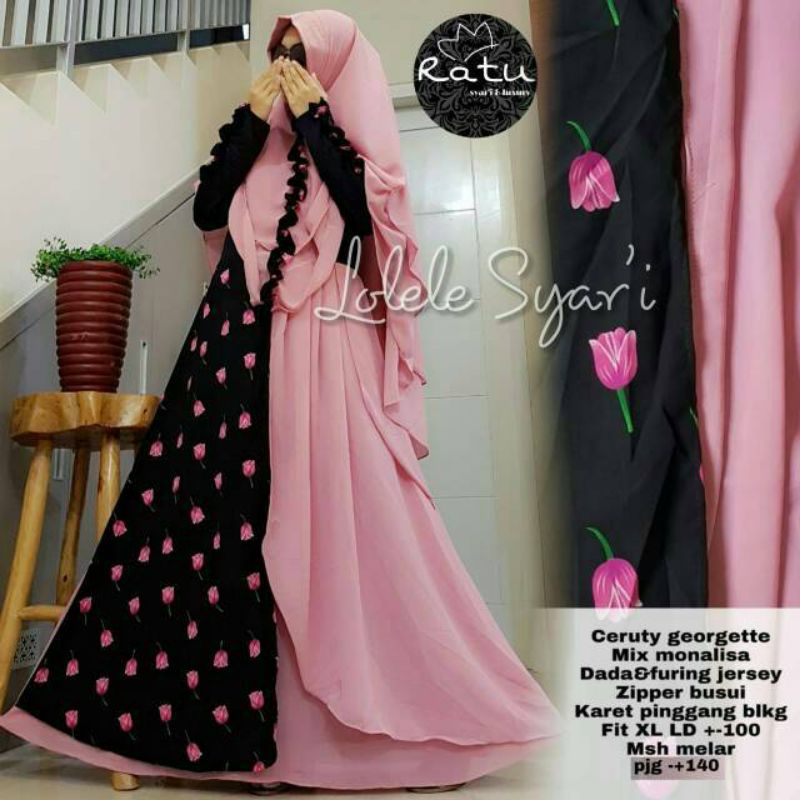 Gamis Syari Set Hijab PREMIUM ORI RATU SOLO