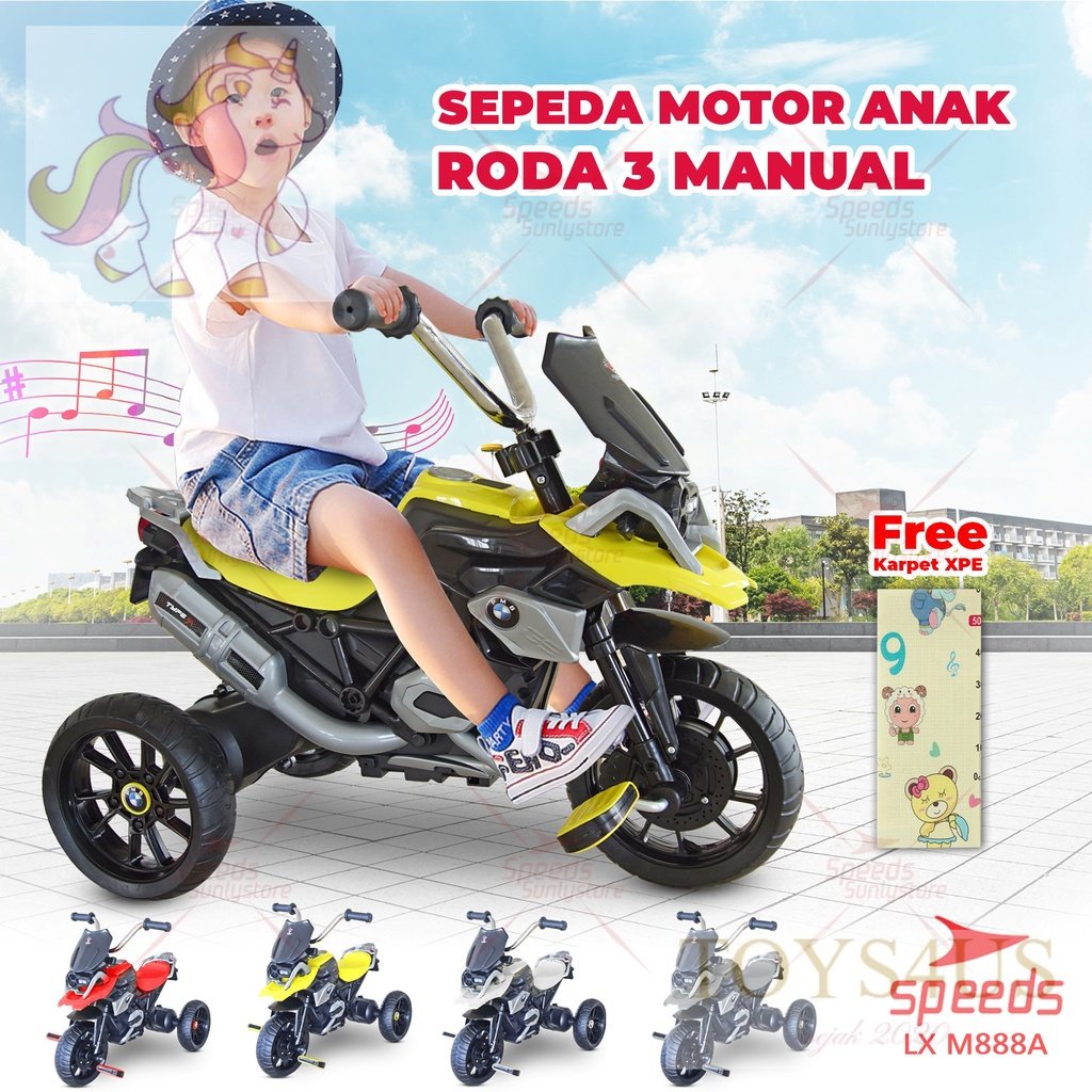 Toys4Us - Sepeda Motor Anak 3 Roda Motor Manual Anak Mainan Anak Sepeda Motor Baterai PMB M888A