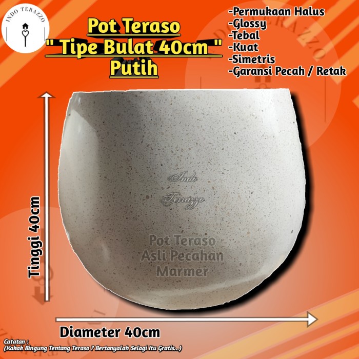 INDO TERAZZO POT BUNGA TERASO MARMER TIPE BULAT POT TANAMAN - POT TERASO MARMER - POT TANAMAN TERASO