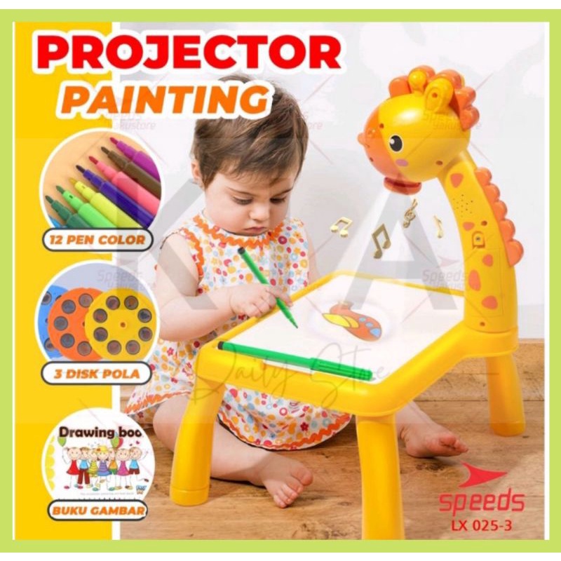 Meja Belajar Anak Karakter Jerapah Meja Gambar Anak Proyektor