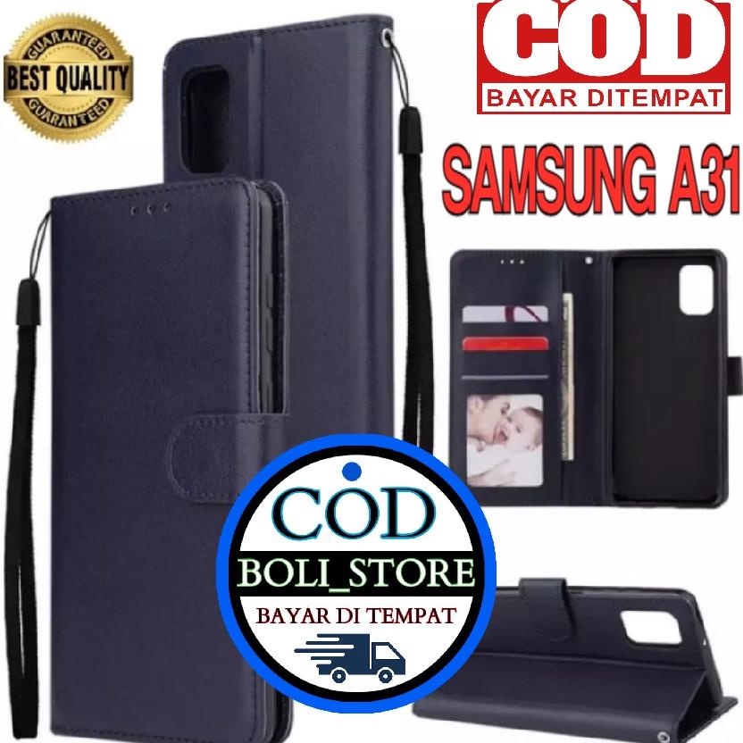 PRODUK- SAMSUNG GALAXY A31 2020 FLIP LEATHER CASE PREMIUM-FLIP WALLET CASE KULIT UNTUK SAMSUNG GALAXY A31 2020 - CASING DOMPET-FLIP COVER LEATHER-SARUNG BUKU HP .