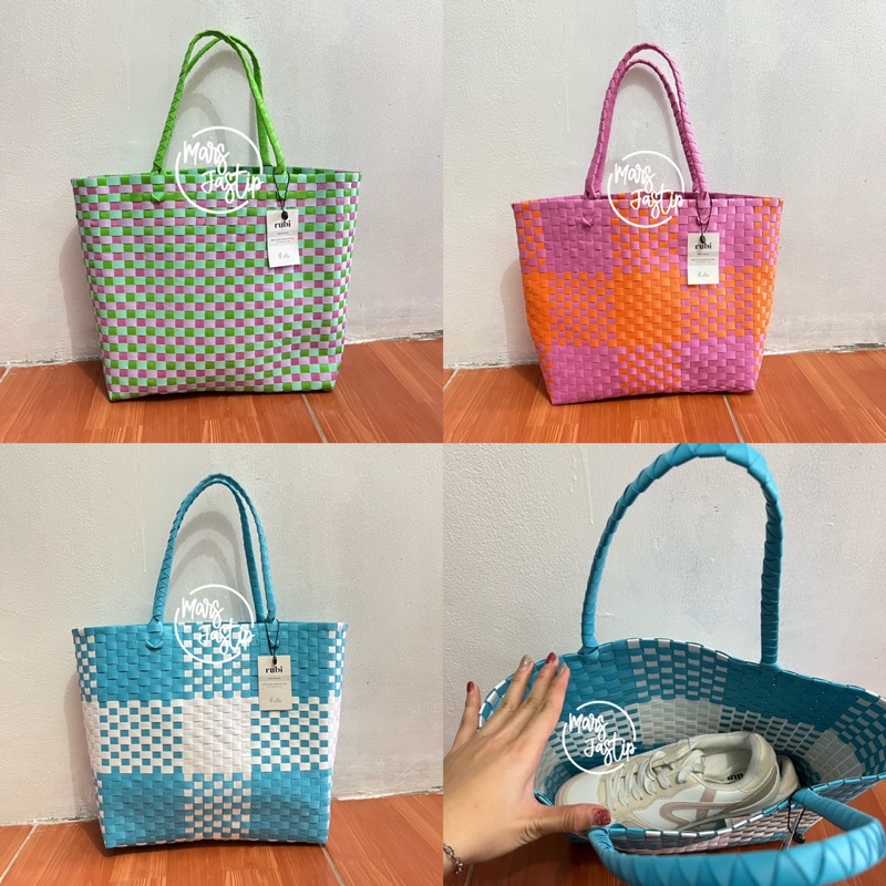 SALE‼️ Tas Totebag Rubi Shoes Woven Basket Tote Bag