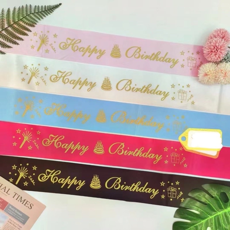 selempang happy birthday sash selempang happy birthday sash happy birthday pink biru