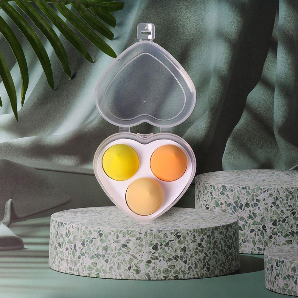 Agustinina Beauty Egg Colorful Natural Alat Make Up Foundation Bedak Puff Hati Kotak Spons Cushion Basah Dan Kering Puff Kosmetik