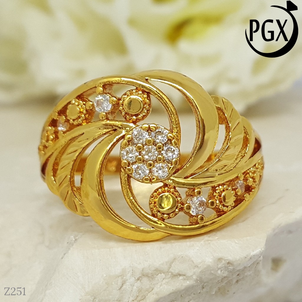 PGX Cincin Xuping Wanita Perhiasan Lapis Emas Aksesoris Fashion Premium - Z251