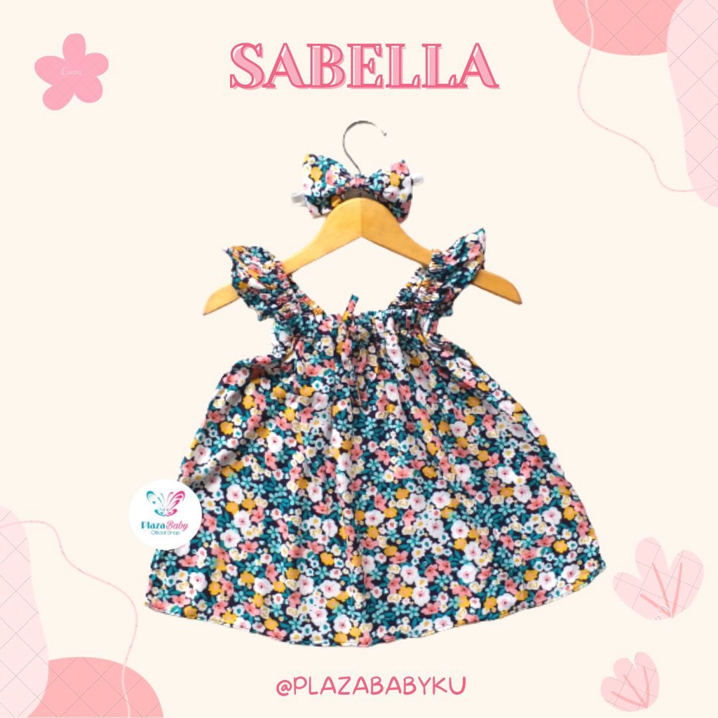 SALE 10.10 plazababyku BBB DRESS SABELLA dress anak perempuan bayi balita rayon premium motif bunga lucu free headband