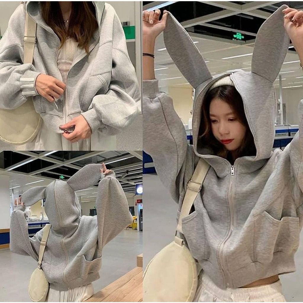 CROPE HODIE RABBIT SWEATER OVERSIZE CROPE STYLE KOREA