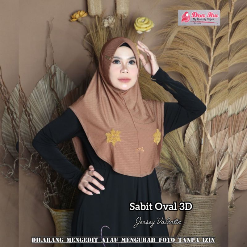 Jilbab Instan Pet Sabit oval  3D ORI by DOA IBU