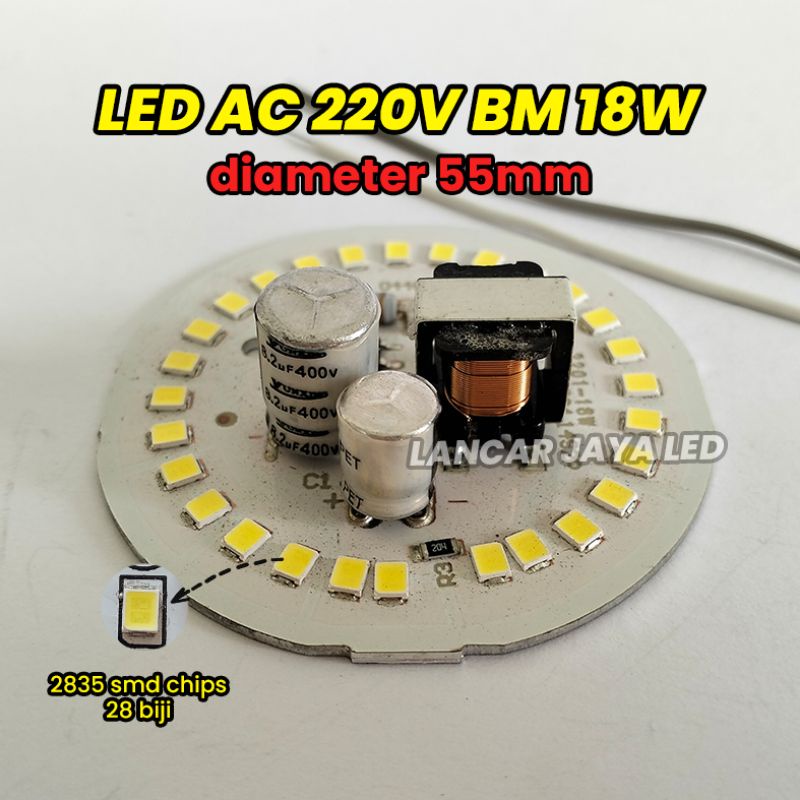 PCB LED AC BM 18W Sparepart Lampu