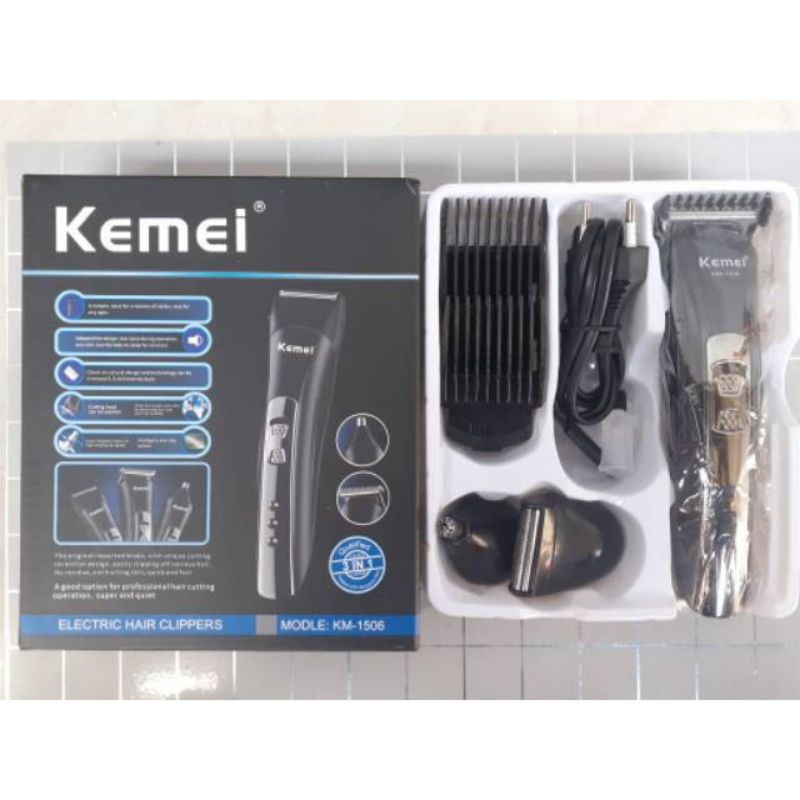 COD Kemei 1506 Alat Cukur Rambut 3in1 Shaver Bulu Kumis Jenggot