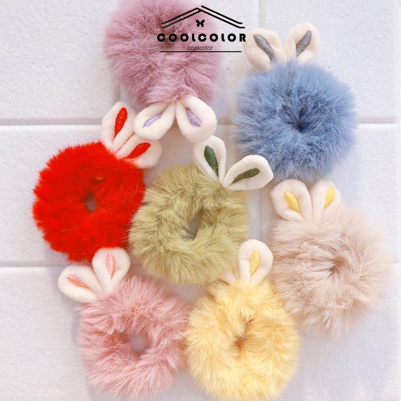 COD❤️Ikat Rambut Bulu Elastis Motif Kartun  ins Lucu Kelinci Rabbit Korean Style- cl