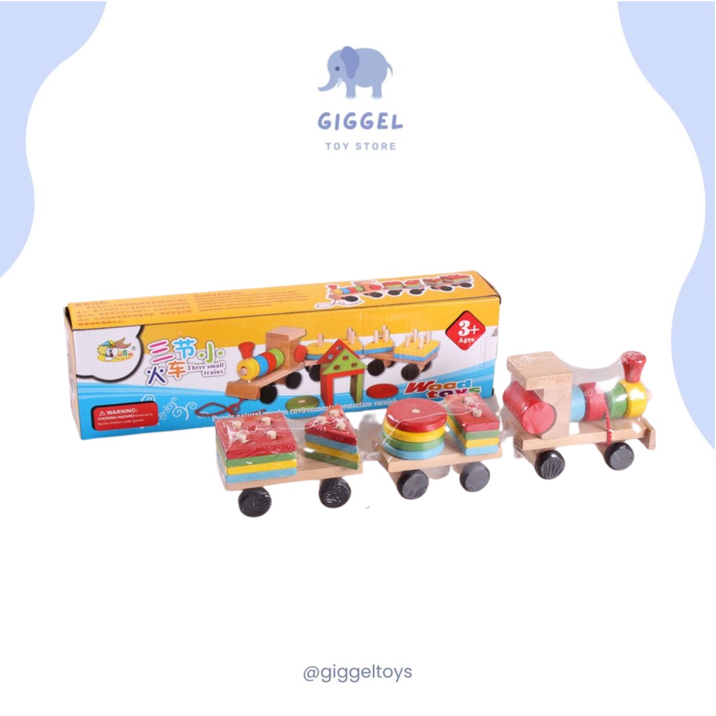 [ Giggel ] Wooden Shape Matching Train Mainan Balita Wooden Toys Mainan Kayu Kereta Puzzle Kayu Anak Matching Shape