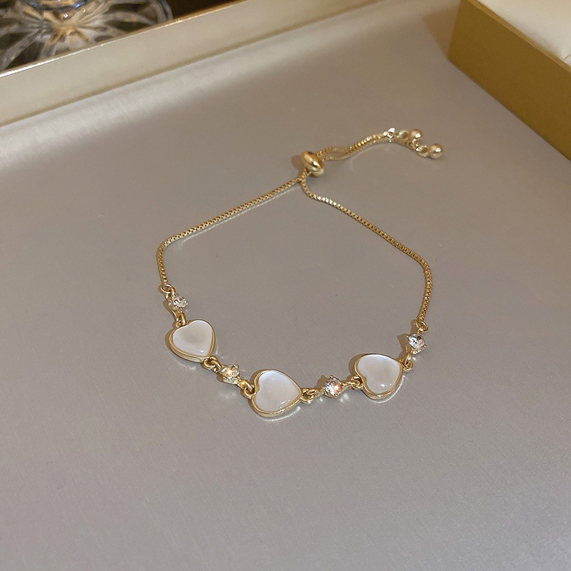 YEEZII Gelang Kristal Bentuk Hati Warna Emas Untuk Wanita