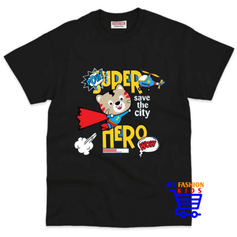 BAJU ANAK KAOS ANAK SUPER HERO CAT CARTOON BAHAN PREMIUM