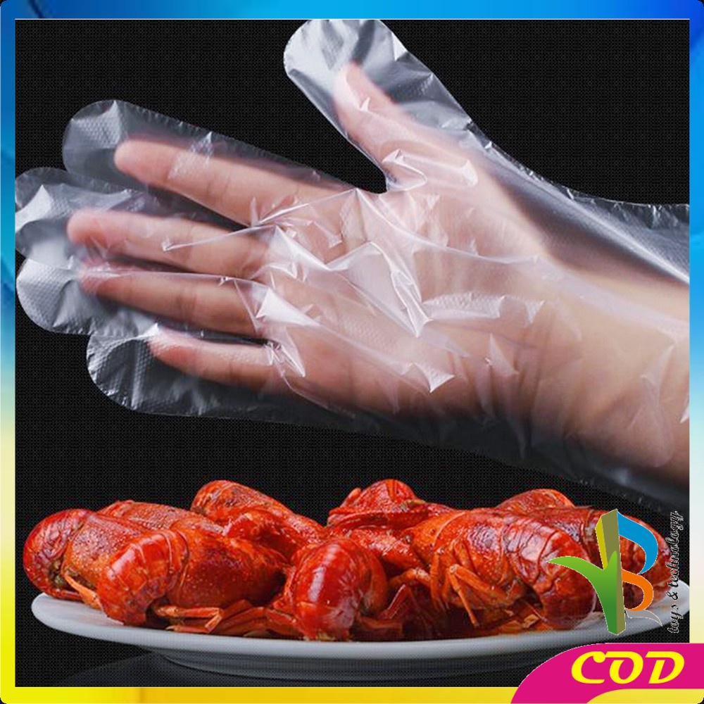 RB-C127 Sarung Tangan Plastik 100PCS (50PSG) Steril Sekali Pakai Hand Glove Dapur Transparan