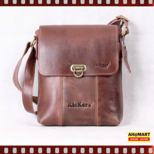 LRS10 Tas Pria Cowok Selempang Slempang Sling Bag Kulit Asli Tas Branded Cowok Pria Kulit Original