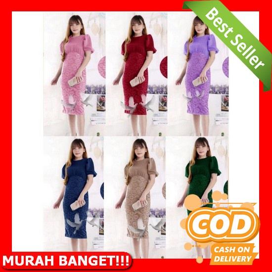 Dres Wanita Terbaru Cewek Natal Brukat Dewasa Natalan Dress Murah Viral Import 2022 Kekinian Dress S