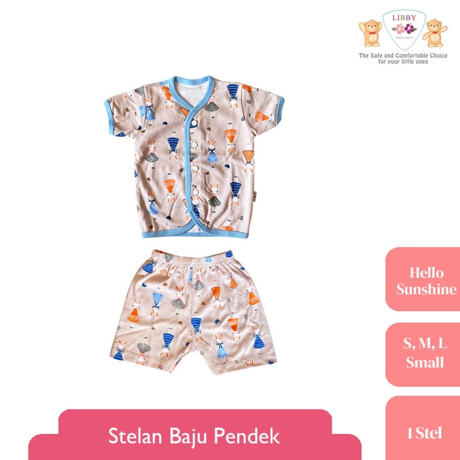 LIBBY SETELAN BAJU PENDEK KANCING DEPAN MOTIF HELLO SUNSHINE