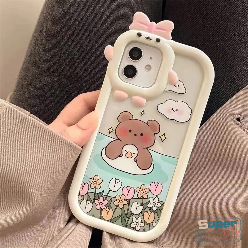 Casing Lensa 3D Bow Little Monster Samsung A14 A04E A50s A32 A52 A04 A12 A22 A03s A13 A03 A73 A53 A04s A50 A02s A51 A23 A21s A52s A71 A11 A33 M22 Beruang Lucu Bumper Tahan Guncangan Soft Case