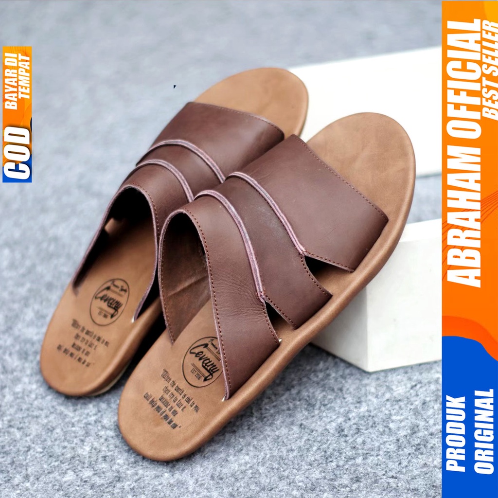 ABRHM TAIM Sandal Kulit Pri Sendal slop Casual Original