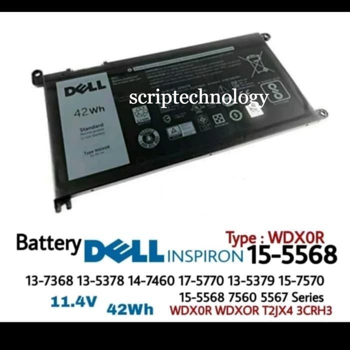 Baterai Ori Dell Latitude 3480 3580 3488 3490 42wh WDX0R WDXOR FW8KR