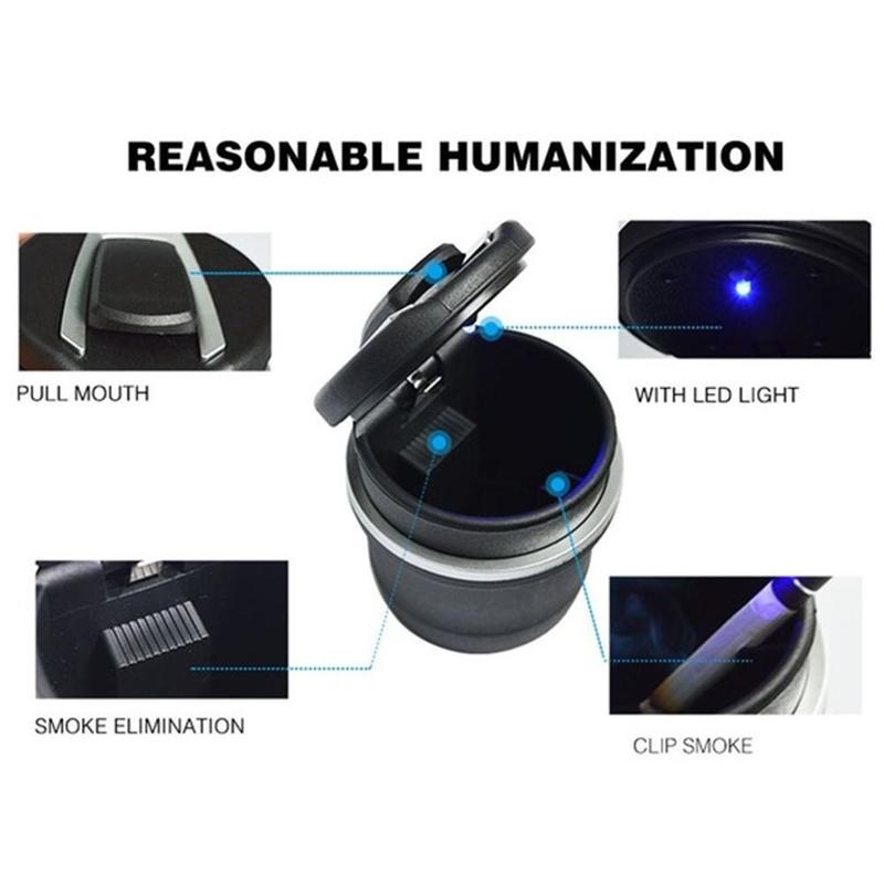 1pc Asbak Rokok Mobil Portable Tanpa Asap Dengan Lampu LED