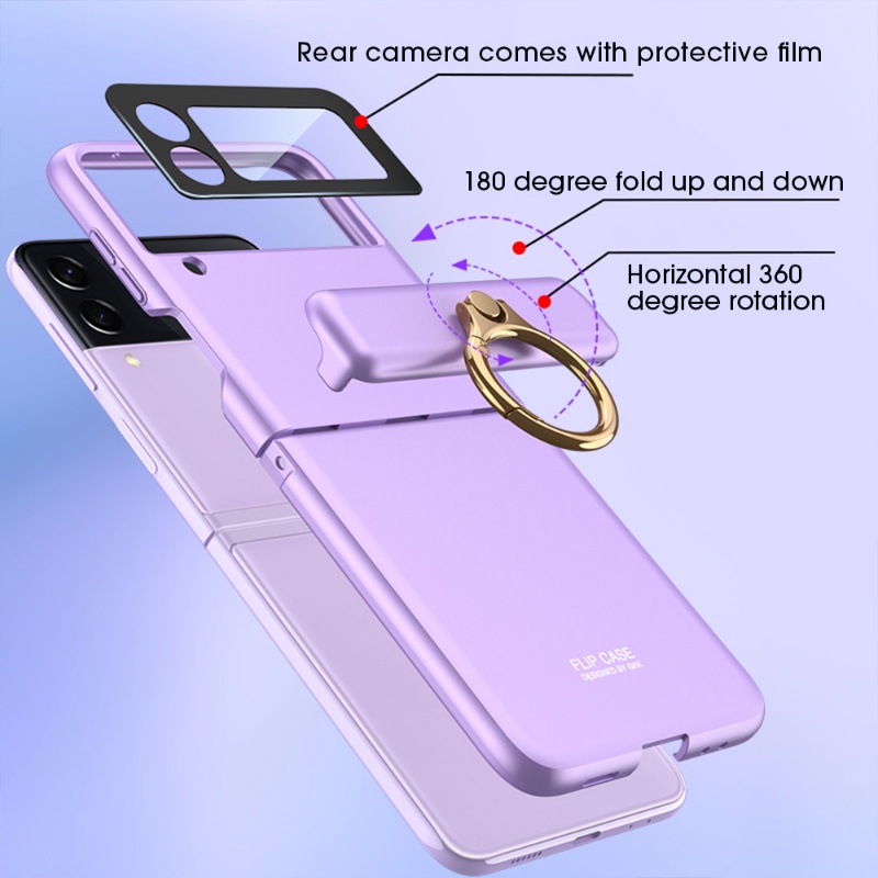 Casing Flip Case Magnetik + Ring Holder + Lensa Kamera Untuk Samsung Galaxy Z 4 / 5G 4