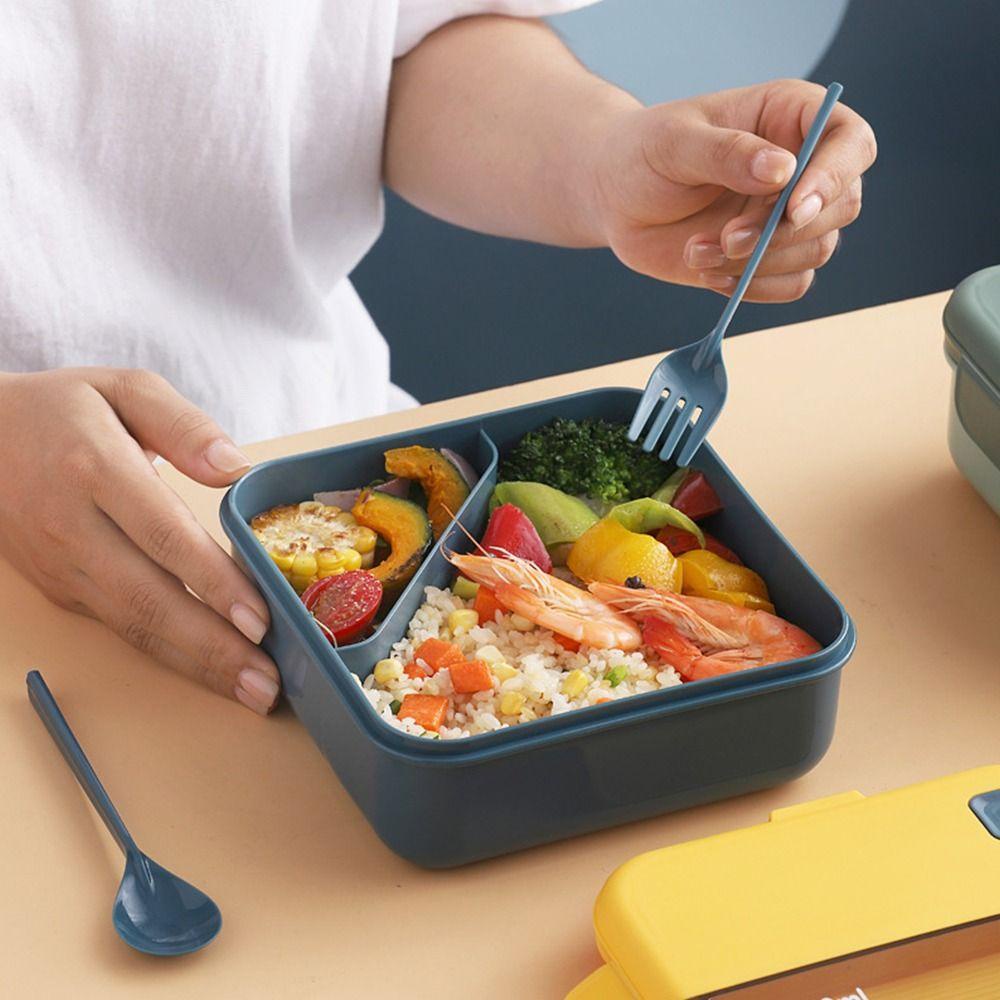 Top Lunch Box Portable Anti Bocor Dengan Sendok Wadah Makanan